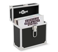 Retro musique Aluminium 7" Vinyl Record EP Storage Case Holds up to 35 EPs (in PVC Sleeves) Includes 35 Vinyl Record Outer Sleeves (Black)