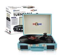 Retro Musique Bluetooth Suitcase Style Record Player With FM Radio LED Display Panel, Built-in Speakers & USB+TF Card Reader (Turquoise)