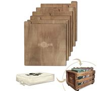 Retro musique Laser Etched Wooden Record Dividers to Organize 12" Vinyl LPs, Set of 6, with Hessian Cloth Cover (Oak Finish)