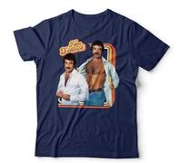 Retro Mustache Icon Tom Selleck Unisex T-Shirt - 70s Vintage Star Style Tee Tshirt Unisex - S Navy