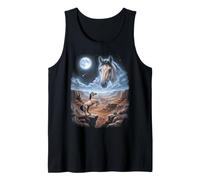 Retro Mustang Horse Moon 90s Bootleg Meme Farm Horses Tank Top
