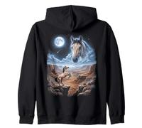 Retro Mustang Horse Moon 90s Bootleg Meme Farm Horses Zip Hoodie