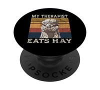 Retro My Therapist Eats Hay Vintage Alpaca Llama PopSockets Adhesive PopGrip