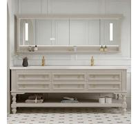 Retro n Sle 84'' Double Sink Bathroom with Smart Defogging Mirror Cabinet Free nding Wood Design 48 92IN Sto Solut for Bathrooms
