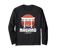 Retro Nagano Japan Torii Gate Japanese Kanji Souvenir Long Sleeve T-Shirt