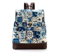 Retro Nautical Style Marine Sailing Elements Women Backpack, Small Travel Flap Rucksack Handbag Causal Daypack for Ladies Girls