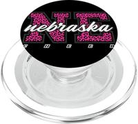 Retro Nebraska Cheer Pink Leopard Varsity State Art PopSockets PopGrip for MagSafe