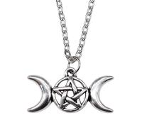 Retro Necklace Pendant Chain Men Women Jewellery Necklace Simple Vintage 2 Colors 30X16Mm Moon Goddess Star Pendant Necklace For Women Color
