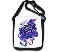 Retro Neon Cassette Tape Space Design Shoulder Bag White