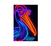 Retro Neon Pelican Bird Painting Canvas Poster Bedroom Decor Landscape Office Room Decor Gift 12x18inch(30x45cm)
