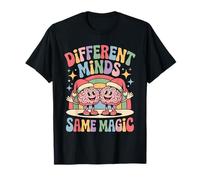 Retro Neurodiversity Christmas Different Minds Same Magic T-Shirt