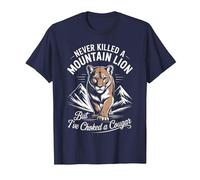 Retro Never Killed a Mountain Lion But I've Choked a Cougar T-Shirt, Men, Navy Blue, 4X-Large