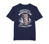 Retro Never Killed a Mountain Lion But I've Choked a Cougar T-Shirt, Men's Big and Tall, Navy Blue, 2X Tall