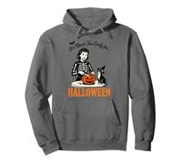 Retro Never To Early Halloween Skeleton Carving Pumpkin Pullover Hoodie
