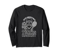 Retro Never Underestimate an Old Man Tennis Racket Long Sleeve T-Shirt