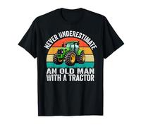 Retro Never Underestimate an Old Man with A Tractor Funny T-Shirt