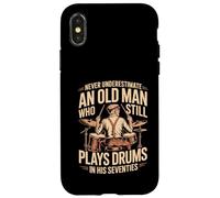 Retro Never Underestimate Old Man Still Plays Drum in His 70 Case for iPhone X/XS