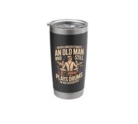 Retro Never Underestimate Old Man Still Plays Drum in His 70 Stainless Steel Insulated Tumbler