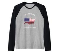 Retro New Orleans United States Distressed USA Flag Raglan Baseball Tee
