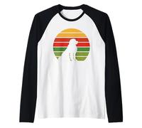 Retro Newfoundland Dog Sitting Pose Raglan Baseball Tee