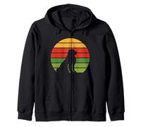 Retro Newfoundland Dog Sitting Pose Zip Hoodie