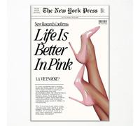 Retro Newspapaer Canvas Wall Art, Funny Life Is Better In Pink Quote Poster, Funky Pink High Heel Picture Girls Bedroom Wall Decor, Trendy News Headline Girly Dorm Apartment Art 24x36in Unframed