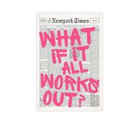 Retro Newspaper Pink Font Poster What If It All Works Out Canvas Wall Art Positive Affirming Quote Minimalist Prints Painting For Home Bedroom Dorm Wall Decor Unframe-style 12x18inch(30x45cm)