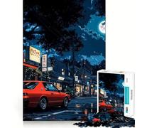 Retro Night Street Jigsaw Puzzles 1000 Pieces for Adults Boost Memory Peaceful Fun Premium Cut Memorable Gift (38x26cm)