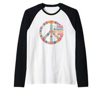Retro No Kings in America Peace Sign Raglan Baseball Tee