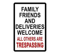 Retro No Trespass Solicit Friends Delivery Welcome Metal Tin Sign Decoration for Garage Yard Home Outdoor 8x12 Inch