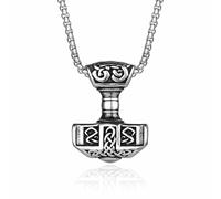 Retro Nordic Style Thor'S Hammer Titanium Steel Necklace, Niche Personality, Domineering Artistic Trend, Men'S Outfit Accessories