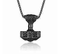 Retro Nordic Style Thor'S Hammer Titanium Steel Necklace, Niche Personality, Domineering Artistic Trend, Men'S Outfit Accessories