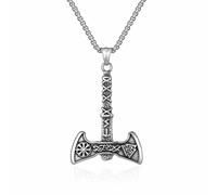 Retro Nordic Viking Pirate Axe Titanium Steel Pendant Men's Necklace Jewelry