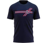 Retro Norway Mens T Shirt Norwegian Stripes Football Supporter Tee for Dad Grandad Brother Footie Fan Gift, M, Navy