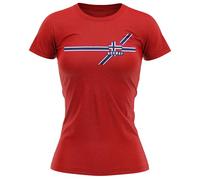 Retro Norway Womens T Shirt Norwegian Stripes Football Supporter Tee for Ladies Mum Sister Footie Fan Gift, XXL, Red