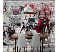 Retro Nostalgic Art Vintage Cars Graffiti Watercolour 3D Wallpaper Premium Textured Silk Study Dining Living Room Bedroom Sofa TV Wall Easy Install-150cm×105cm