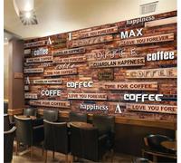 Retro Nostalgic Brick Wall Coffee Café 3D Wallpaper Easy Install Feature Office Living Room Sofa Bedroom TV Background Wall Decoration-400cm×280cm