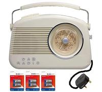 Retro Nostalgic DAB Digital Radio, FM + Smart Phone Speaker, 1950's / 1960's Design, modern Functions, LCD Digital Display, Radio Presets. UK Electric lead Supplied, Batteries INCLUDED (Cream, Beige)