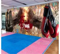 Retro Nostalgic Graffiti Boxing Gym Decoration 3D Wallpaper Easy Install Feature Office Living Room Sofa Bedroom TV Background Wall Decoration-200cm×140cm