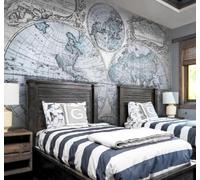 Retro Nostalgic World Map Art Personalised 3D Wallpaper Easy Install Feature Office Living Room Sofa Bedroom TV Background Wall Decoration-250cm×170cm