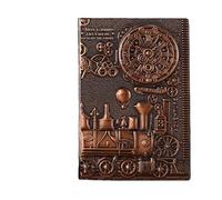 Retro Notebook Embossed Steam Trains Student Teacher A5 Travel Planner Note Books Stationery Handmade Diary Vintage Travel Notebook(Color3)