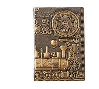 Retro Notebook Embossed Steam Trains Student Teacher A5 Travel Planner Note Books Stationery Handmade Diary Vintage Travel Notebook(Color1)