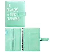 Retro Notebook Folder Savings Challenge Loose-Leaf Budget With Cash Envelopes Fund Management System(Lake Blue shell)