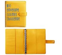 Retro Notebook Folder Savings Challenge Loose-Leaf Budget With Cash Envelopes Fund Management System(Yellow shell)