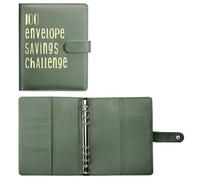 Retro Notebook Folder Savings Challenge Loose-Leaf Budget With Cash Envelopes Fund Management System(Green shell)