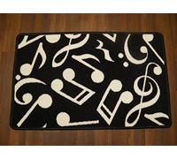 Retro Novelty Non Slip Backing Doormat 50cm x 80cm Black Music Note
