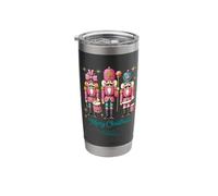 Retro Nutcracker Christmas Tee in Pink and Blue with Sparkly Stainless Steel Insulated Tumbler