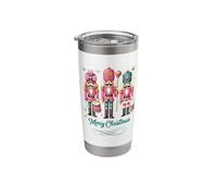 Retro Nutcracker Christmas Tee in Pink and Blue with Sparkly Stainless Steel Insulated Tumbler