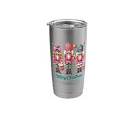 Retro Nutcracker Christmas Tee in Pink and Blue with Sparkly Stainless Steel Insulated Tumbler