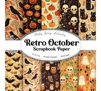 Retro October Scrapbook Paper: Ghost And Spooky Pumpkin Mixed Pattern Double Sided Craft Paper for Gift Wrapping, Great For Craft Projects, ... Art, Collage and Origami, Size 8.5" x 8.5"